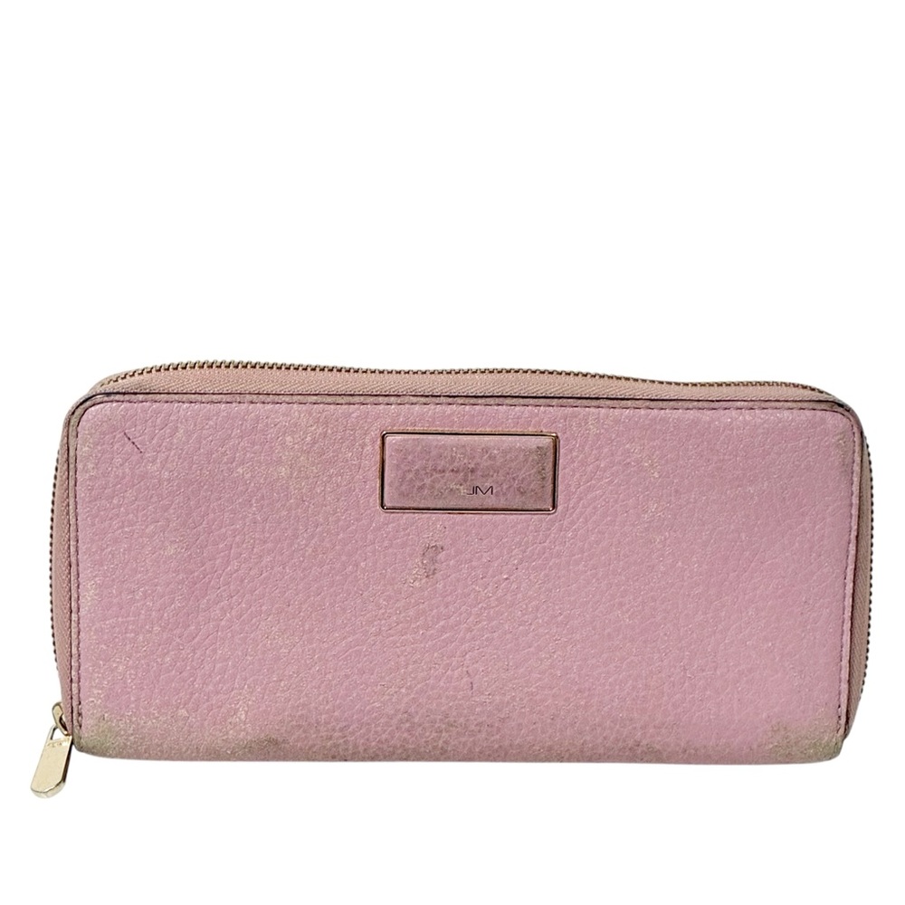 Tumi Pink Pebble Leather Full Zip Long Multi Card Wallet